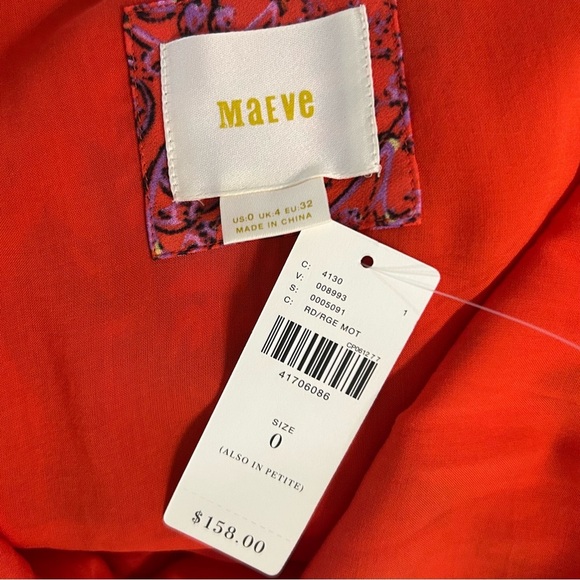 Maeve Grecia Ruffle Midi Dress Sz 0 Red Floral Asymmetrical Flowy Strappy Dress - Picture 11 of 14